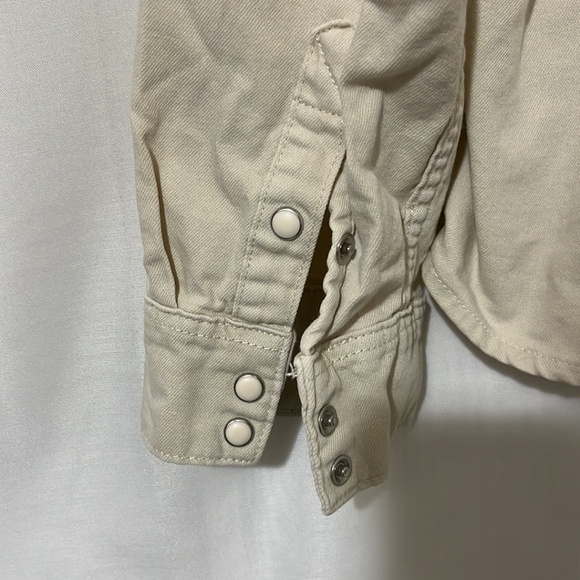 Zara Cream Canvas Button Down Shirt - Picture 4 of 4